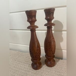 Wood candle holders